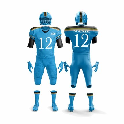 Football players in blue uniform with the number 12