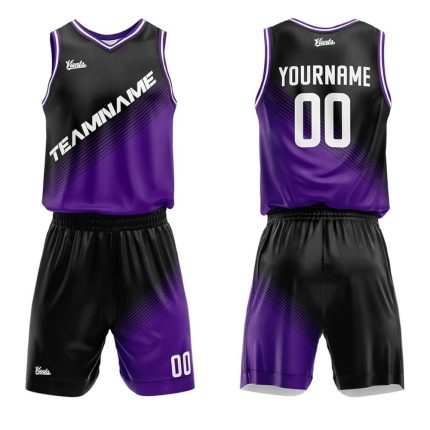 Black and purple basketball uniform set with diagonal team name