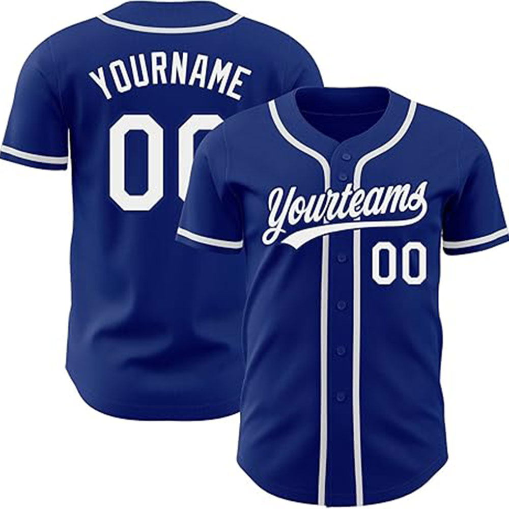 ZGS-BSB-002 Blue baseball jersey with white piping and custom name and number