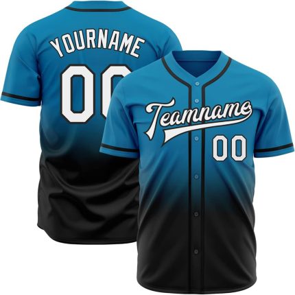 Teal and black custom baseball jersey with script logo
