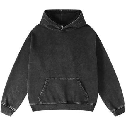 Dark gray hoodie with a minimalist design and front pocket