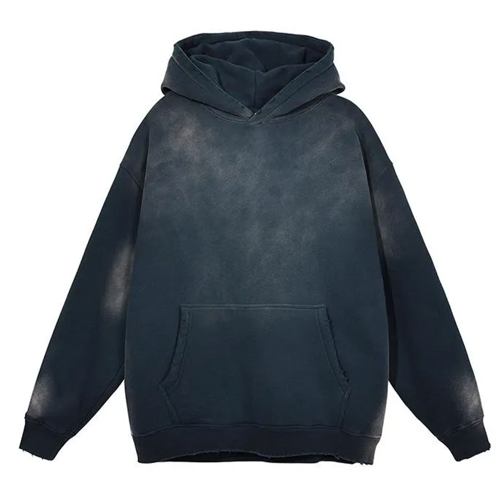 ZGS-HDI-007 Dark blue hoodie with a minimalist design and front pocket