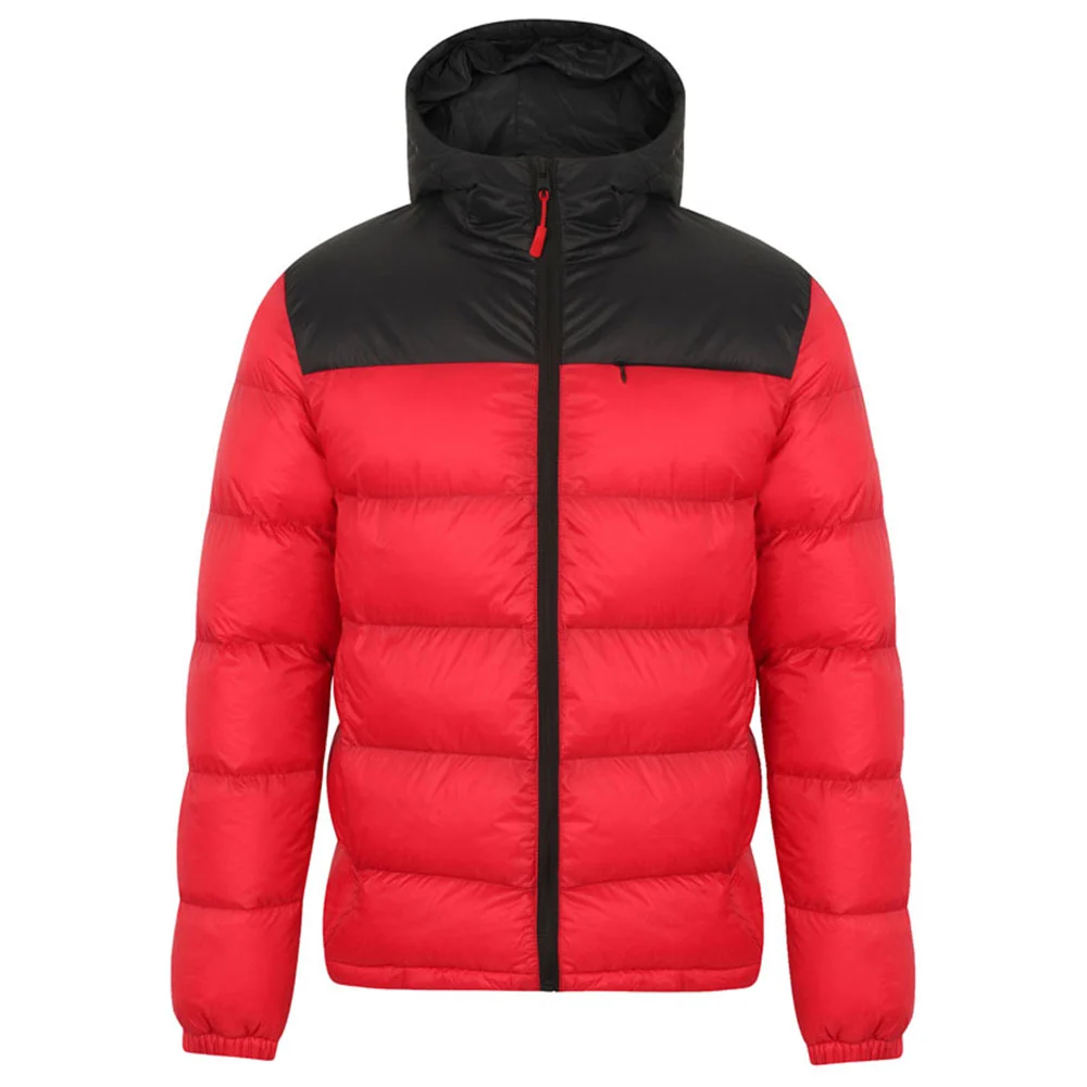 ZGS-PFJ-002 Red puffer jacket with black hood and front zipper