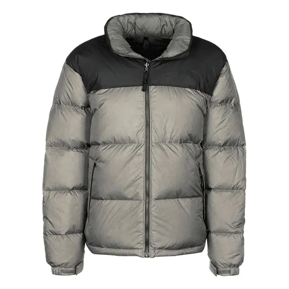 ZGS-PFJ-004 Gray puffer jacket with front zipper and hood