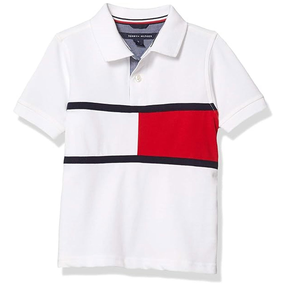 ZGS-POS-007 White polo shirt with red and black design accents
