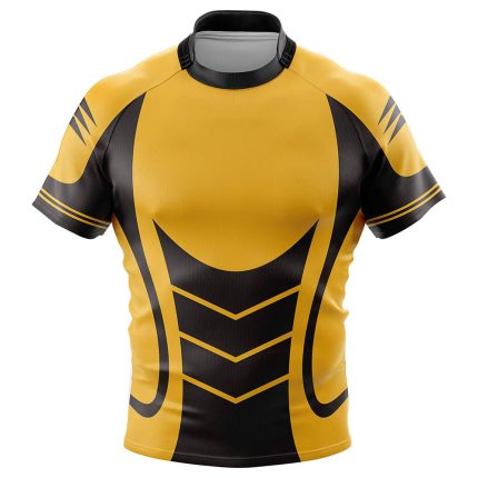 Yellow and black athletic compression shirt with bold design