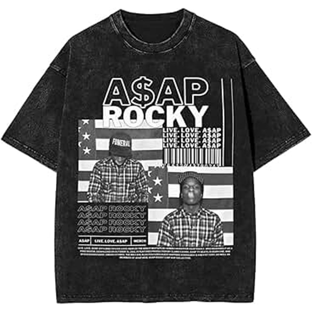 ZGS-SHT-003 Black t-shirt with ASAP Rocky graphic print