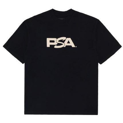 Black t-shirt with PSA logo print