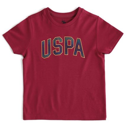 Red t-shirt with USPA logo print