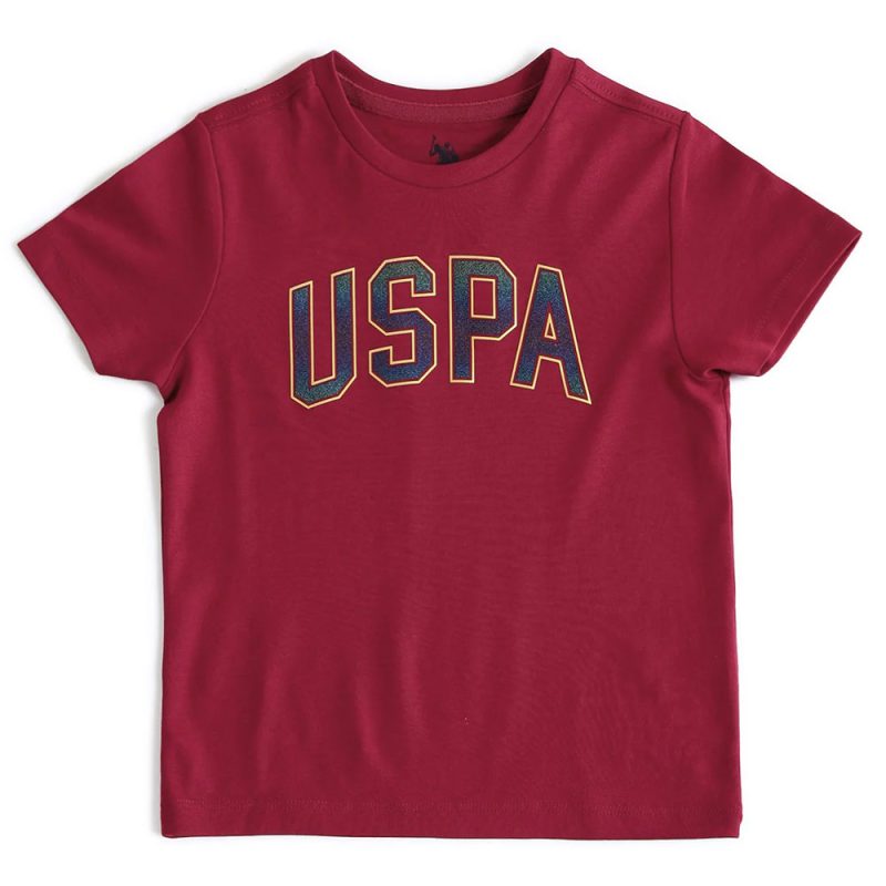 Red t-shirt with USPA logo print