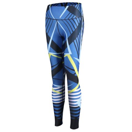 Blue leggings with yellow and white abstract lines ZGS-SLG-005