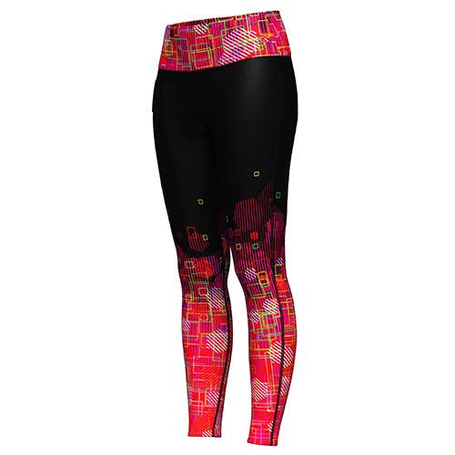 ZGS-SLG-007 Black leggings with pink geometric print ZGS-SLG-007