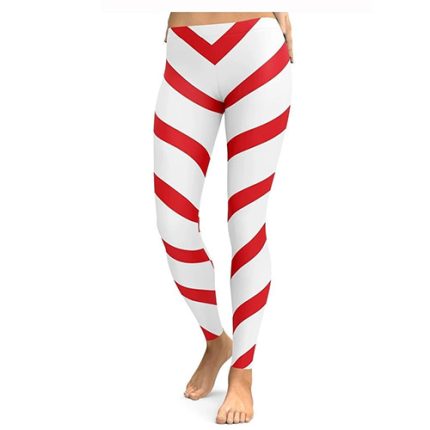 Red and white diagonal striped leggings ZGS-SLG-009