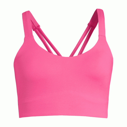 Bright pink sports bra with slim straps