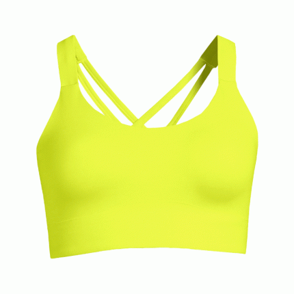 Neon yellow sports bra with double crisscross straps