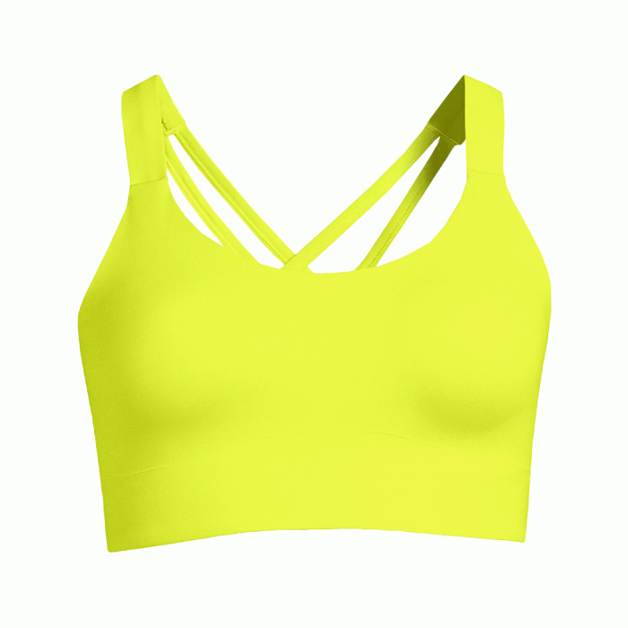 ZGS-SPB-005 Neon yellow sports bra with double crisscross straps