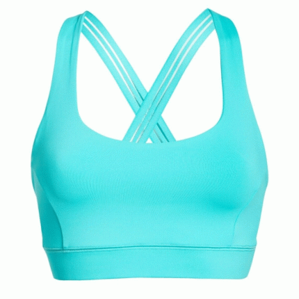 Turquoise sports bra with crisscross back straps