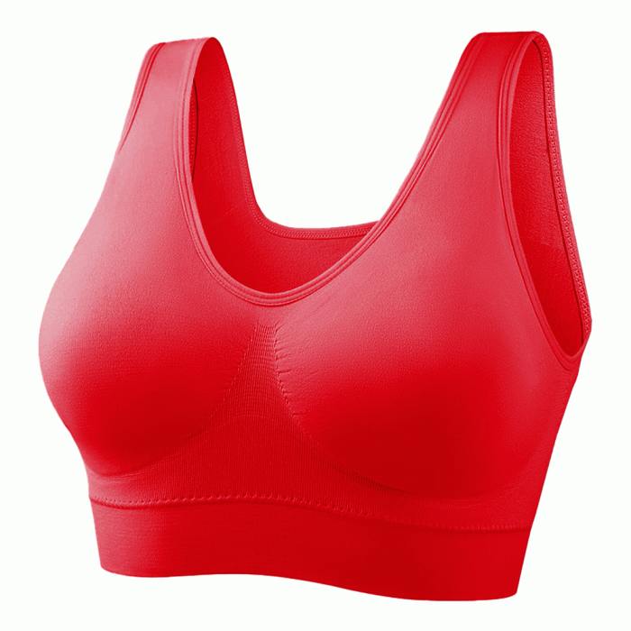 ZGS-SPB-009 Red seamless sports bra with wide straps