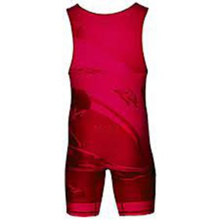 Solid red wrestling singlet with form-fitting design